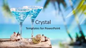  Presentation with cocktail bar - Beautiful presentation design featuring bar restaurant menu - fresh cocktail with blue curacao backdrop and a light blue colored foreground