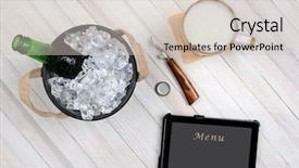  Presentation with restaurant menu - Colorful presentation theme enhanced with bar restaurant menu - overhead shot of an ice backdrop and a soft green colored foreground