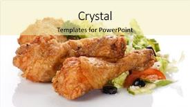  Presentation with roasted chicken - Presentation consisting of bar restaurant menu - roasted chicken legs with salad background and a blonde colored foreground