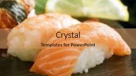  Presentation with restaurant menu - Slides enhanced with bar restaurant menu - sushi background and a coral colored foreground
