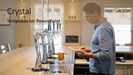  Presentation with using digital tablet - Amazing PPT layouts having bar tender using digital tablet backdrop and a coral colored foreground