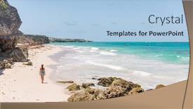  Presentation with vacation - Cool new PPT layouts with barbados beach girl on cruise backdrop and a light blue colored foreground