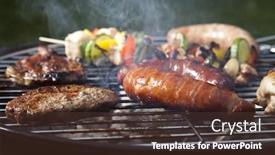  Presentation with grilling - Amazing theme having barbecue-a-hot-summer-evening backdrop and a tawny brown colored foreground