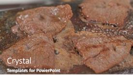  Presentation with rock stone - Audience pleasing slides consisting of barbecue-beef-cook-on-stone backdrop and a tawny brown colored foreground