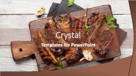  Presentation with barbecue ribs - Cool new PPT theme with barbecue-beef-ribs-with-bbq backdrop and a tawny brown colored foreground