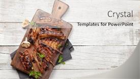  Presentation with barbecue ribs - PPT theme enhanced with barbecue-beef-ribs-with-bbq background and a white colored foreground
