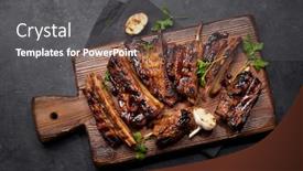  Presentation with ribs - Amazing slide set having barbecue-beef-ribs-with-bbq backdrop and a dark gray colored foreground