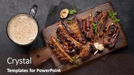  Presentation with ribs - Presentation design with barbecue-beef-ribs-with-bbq background and a tawny brown colored foreground