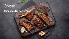  Presentation with barbecue ribs - Presentation theme with barbecue-beef-ribs-with-bbq background and a gray colored foreground