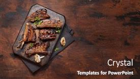  Presentation with barbecue ribs - Beautiful presentation theme featuring barbecue-beef-ribs-with-bbq backdrop and a tawny brown colored foreground