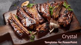  Presentation with barbecue ribs - Audience pleasing PPT theme consisting of barbecue-beef-ribs-with-bbq backdrop and a wine colored foreground