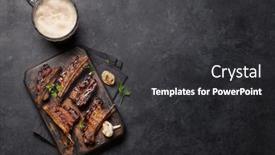  Presentation with barbecue ribs - Cool new presentation theme with barbecue-beef-ribs-with-bbq backdrop and a dark gray colored foreground