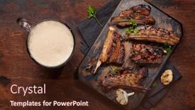  Presentation with barbecue ribs - Audience pleasing slide deck consisting of barbecue-beef-ribs-with-bbq backdrop and a wine colored foreground