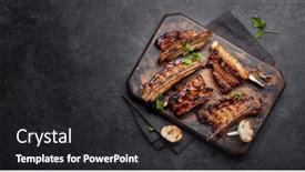  Presentation with ribs - PPT layouts consisting of barbecue-beef-ribs-with-bbq background and a dark gray colored foreground