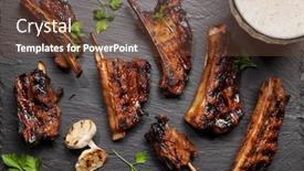  Presentation with barbecue ribs - Slide set consisting of barbecue-beef-ribs-with-bbq background and a tawny brown colored foreground
