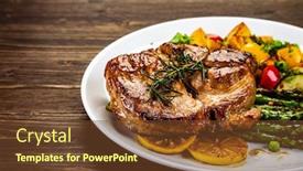  Presentation with barbecue - PPT layouts with barbecue-beef-steak-fried-potatoes background and a tawny brown colored foreground
