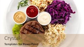  Presentation with mayonnaise - Amazing slide set having barbecue-beef-steak-with-mix backdrop and a yellow colored foreground