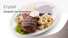  Presentation with mayonnaise - Colorful presentation design enhanced with barbecue-beef-steak-with-mix backdrop and a white colored foreground