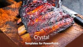  Presentation with hot sauce - Cool new PPT theme with barbecue-burnt-chuck-beef-ribs backdrop and a tawny brown colored foreground