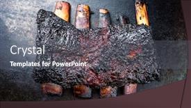  Presentation with barbecue ribs - Presentation theme having barbecue-burnt-chuck-beef-ribs background and a gray colored foreground