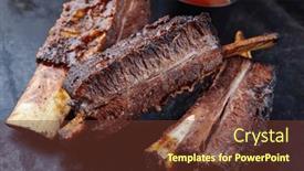  Presentation with barbecue ribs - Presentation theme having barbecue-burnt-chuck-short-beef background and a tawny brown colored foreground