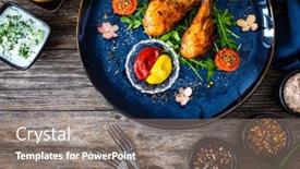  Presentation with ketchup - Presentation theme with barbecue-chicken-drumsticks-with-arugula background and a gray colored foreground