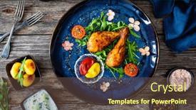  Presentation with ketchup - Presentation design enhanced with barbecue-chicken-drumsticks-with-arugula background and a tawny brown colored foreground