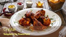  Presentation with barbecue - PPT theme consisting of barbecue-chicken-drumsticks-with-french background and a tawny brown colored foreground