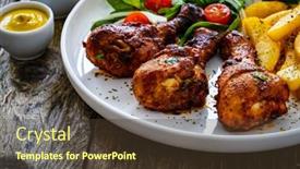  Presentation with barbecue - Presentation design enhanced with barbecue-chicken-drumsticks-with-french background and a tawny brown colored foreground