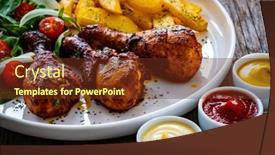  Presentation with barbecue - Presentation design enhanced with barbecue-chicken-drumsticks-with-french background and a tawny brown colored foreground