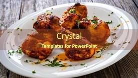  Presentation with barbecue - Slide set with barbecue-chicken-drumsticks-with-french background and a tawny brown colored foreground