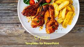  Presentation with barbecue - PPT theme consisting of barbecue-chicken-drumsticks-with-french background and a coral colored foreground