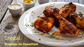  Presentation with barbecue - Presentation design consisting of barbecue-chicken-drumsticks-with-french background and a tawny brown colored foreground