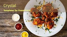  Presentation with barbecue - Slide deck consisting of barbecue-chicken-drumsticks-with-french background and a tawny brown colored foreground