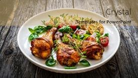  Presentation with fried chicken - Slides featuring barbecue-chicken-drumsticks-with-fried background and a coral colored foreground