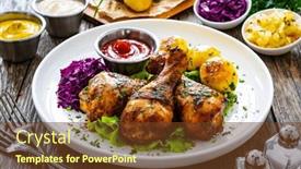  Presentation with ketchup - Presentation theme enhanced with barbecue-chicken-drumsticks-with-fried background and a tawny brown colored foreground