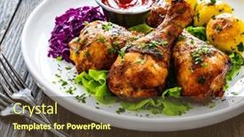  Presentation with ketchup - Presentation theme having barbecue-chicken-drumsticks-with-fried background and a tawny brown colored foreground