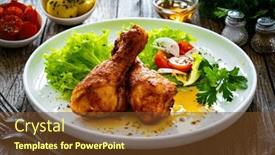  Presentation with barbecue - Slide set consisting of barbecue-chicken-drumsticks-with-lettuce background and a tawny brown colored foreground