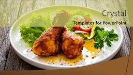  Presentation with barbecue - PPT layouts enhanced with barbecue-chicken-drumsticks-with-lettuce background and a yellow colored foreground