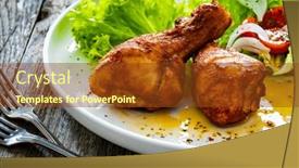  Presentation with barbecue - PPT theme having barbecue-chicken-drumsticks-with-lettuce background and a tawny brown colored foreground