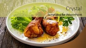  Presentation with barbecue - Presentation theme featuring barbecue-chicken-drumsticks-with-lettuce background and a yellow colored foreground