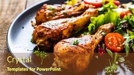  Presentation with barbecue - Colorful slide set enhanced with barbecue-chicken-drumsticks-with-roast backdrop and a tawny brown colored foreground
