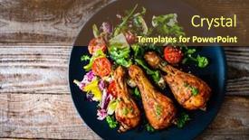  Presentation with barbecue - Slide deck having barbecue-chicken-drumsticks-with-roast background and a tawny brown colored foreground