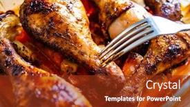  Presentation with roasted chicken - Colorful PPT layouts enhanced with barbecue-chicken-drumsticks-with-roasted backdrop and a tawny brown colored foreground