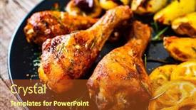  Presentation with barbecue - Slide deck with barbecue-chicken-drumsticks-with-vegetables background and a crimson colored foreground