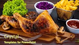  Presentation with barbecue - PPT theme consisting of barbecue-chicken-thighs-with-french background and a tawny brown colored foreground