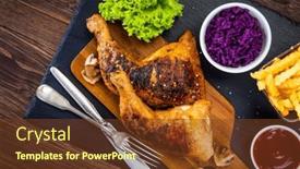  Presentation with barbecue - Presentation theme having barbecue-chicken-thighs-with-french background and a tawny brown colored foreground