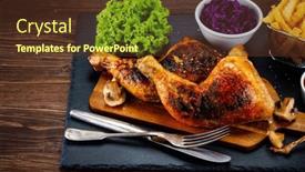  Presentation with barbecue - PPT theme having barbecue-chicken-thighs-with-french background and a tawny brown colored foreground