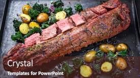  Presentation with tenderloin - Slide deck with barbecue-dry-aged-venison-tenderloin background and a tawny brown colored foreground