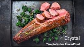  Presentation with tenderloin - Audience pleasing PPT layouts consisting of barbecue-dry-aged-venison-tenderloin backdrop and a dark gray colored foreground
